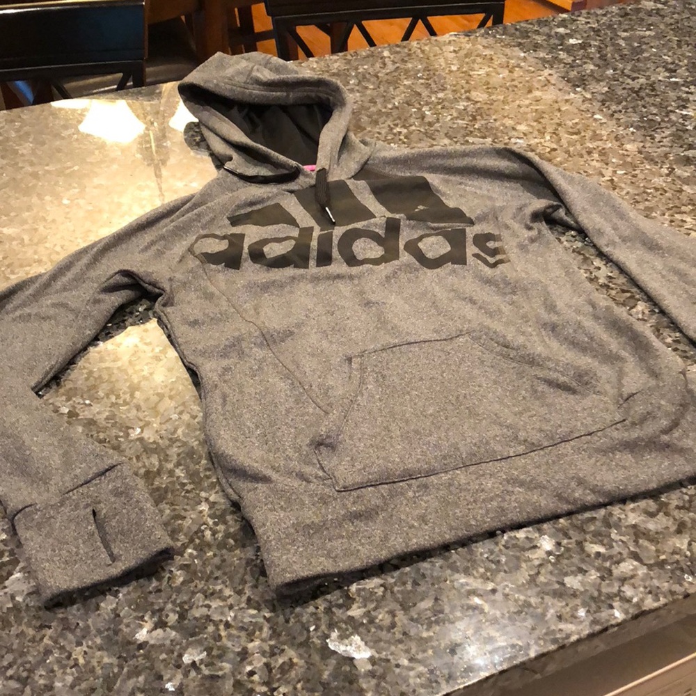 Gray ADIDAS SWEATSHIRT barley worn